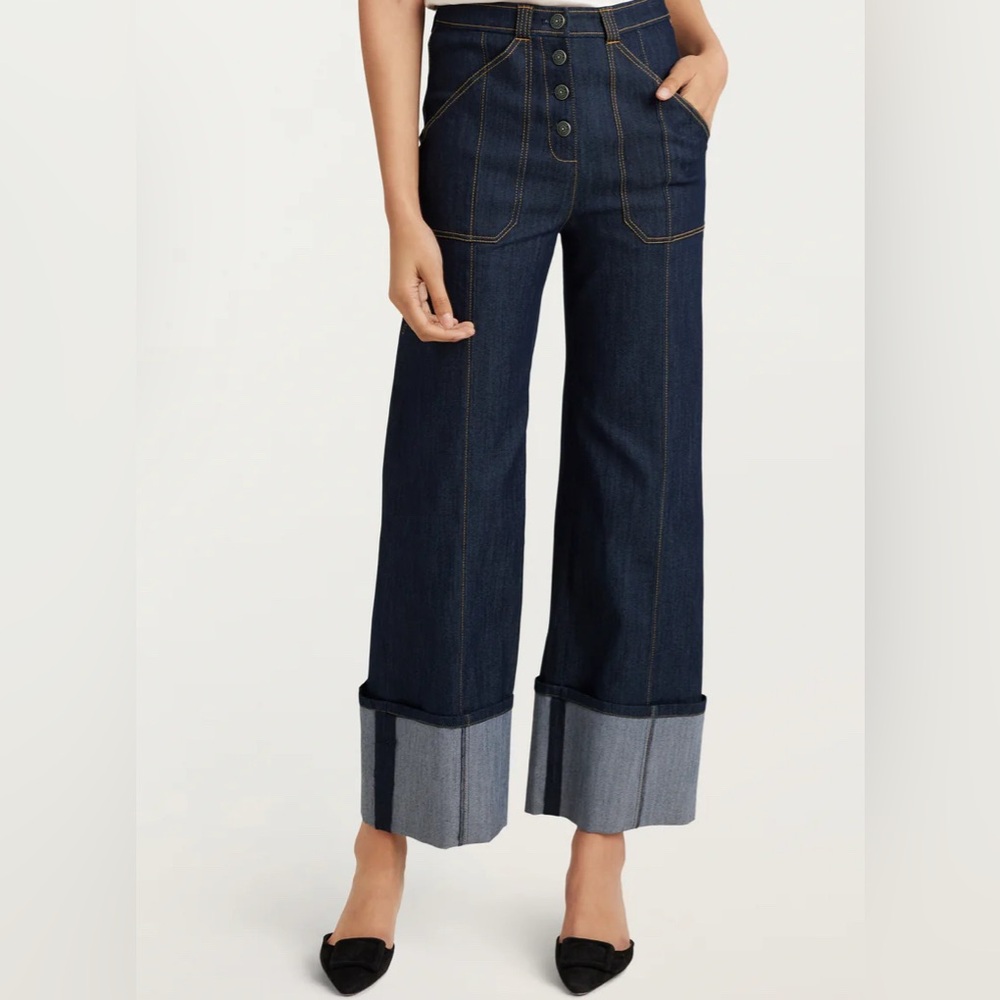 Cinq a Sept Blue Flare Wide Leg Jeans